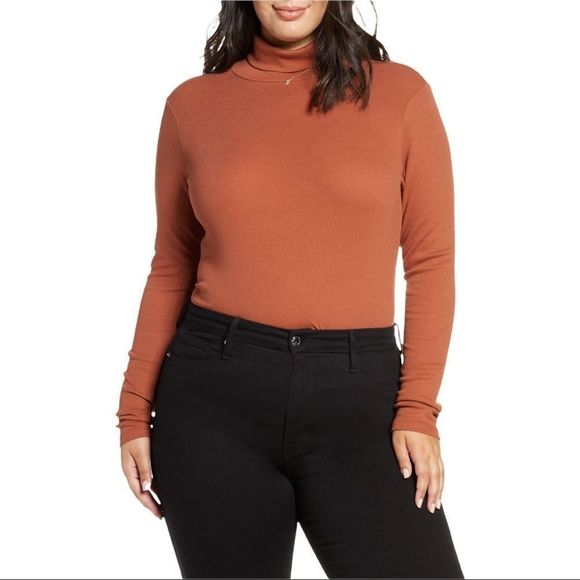 BP Turtleneck Ribbed Top Long sleeve rust NWOT - Picture 2 of 6